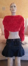 Sexy Plush Fur Denim Reversible Backless Top Shrug Sweater Wrap Shawl Coat Party