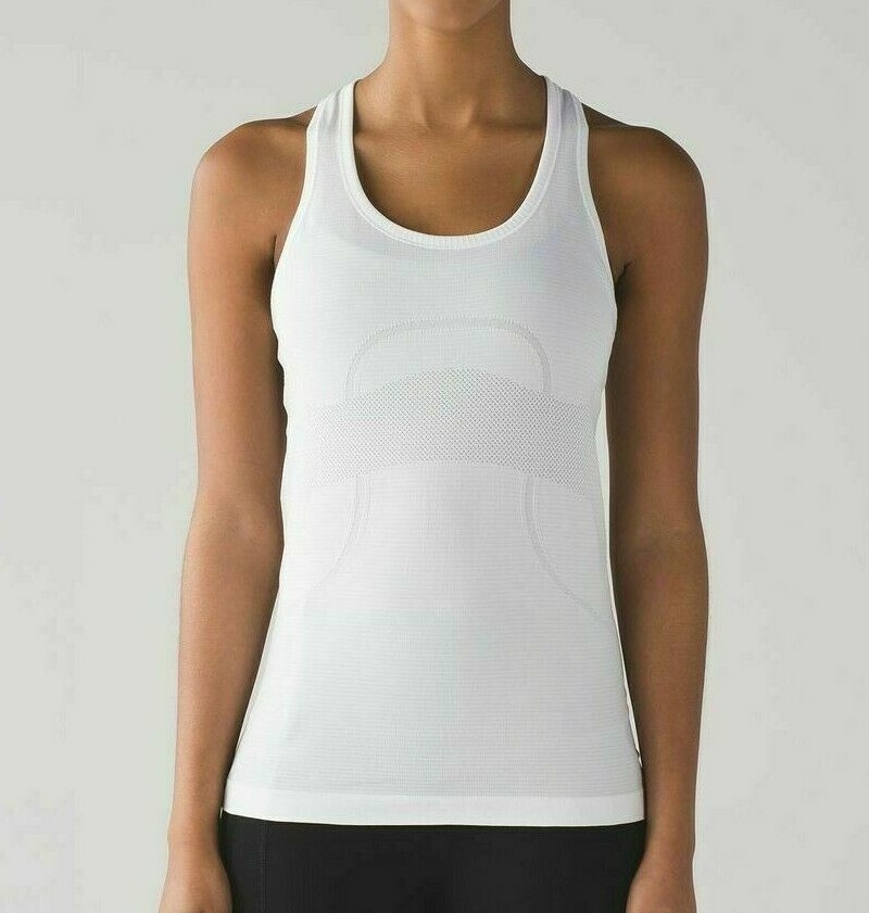 Lululemon Size 8 Swiftly Tech Heathered White Racerback Tank Top Shirt Run  | eBay