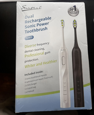Sunset Dual Rechargeable 2 Sonic Power Toothbrush T2405 Model 8 Hard/soft brush