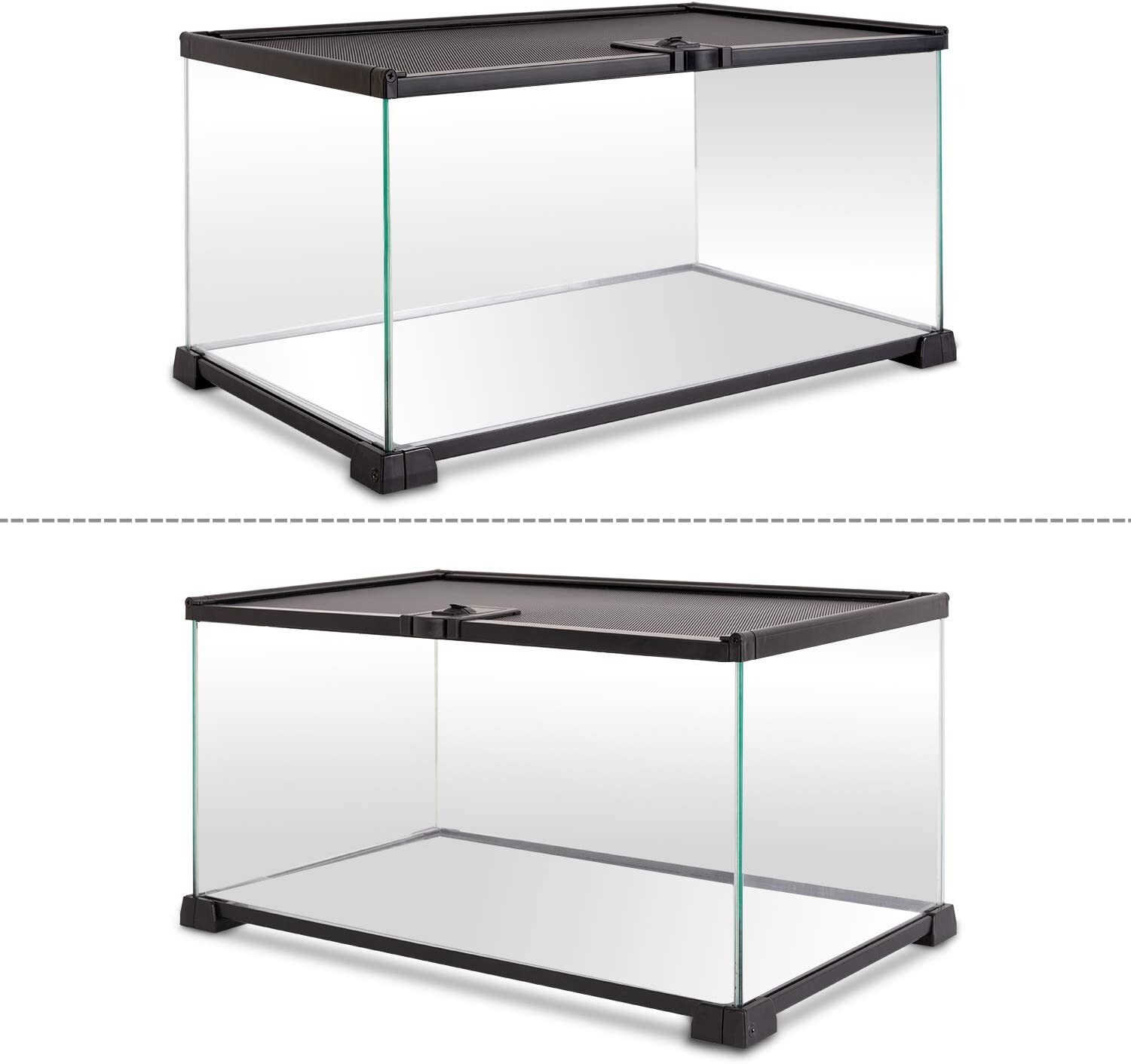 Reptile Tank Glass Natural Cages Terrarium Sliding Screen Top 20 x 12 x