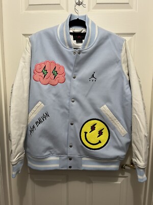 Jordan x J Balvin Varsity Jacket Leather Sleeve Snap Men Jordan x J Balvin Varsity Jacket Leather Sleeve Snap Men
