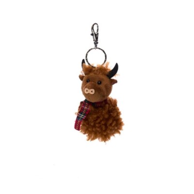HIGHLAND COW WITH TARTAN SCARF KEYRING UK