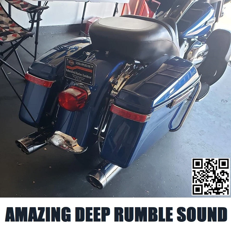 SHARKROAD 4.0 Slip Ons Mufflers For Harley Touring 95-16 Street Glide Exhaust - Image 2 of 4