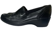 Clarks Womens Black Leather Slip On Bendables Size 7M Excellent 