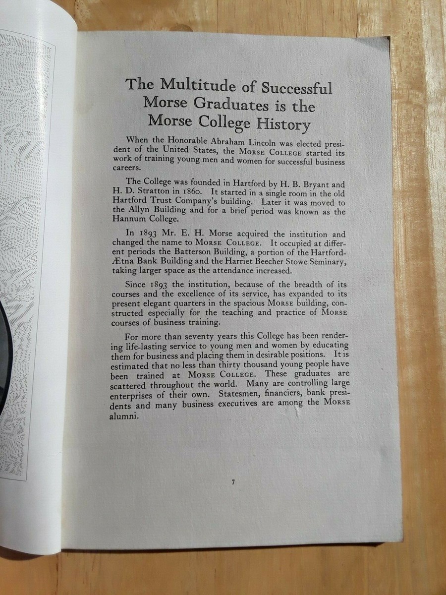 Vintage RARE 1930s Morse Business College Hartford CT Courses Calendar  Catalogue | eBay