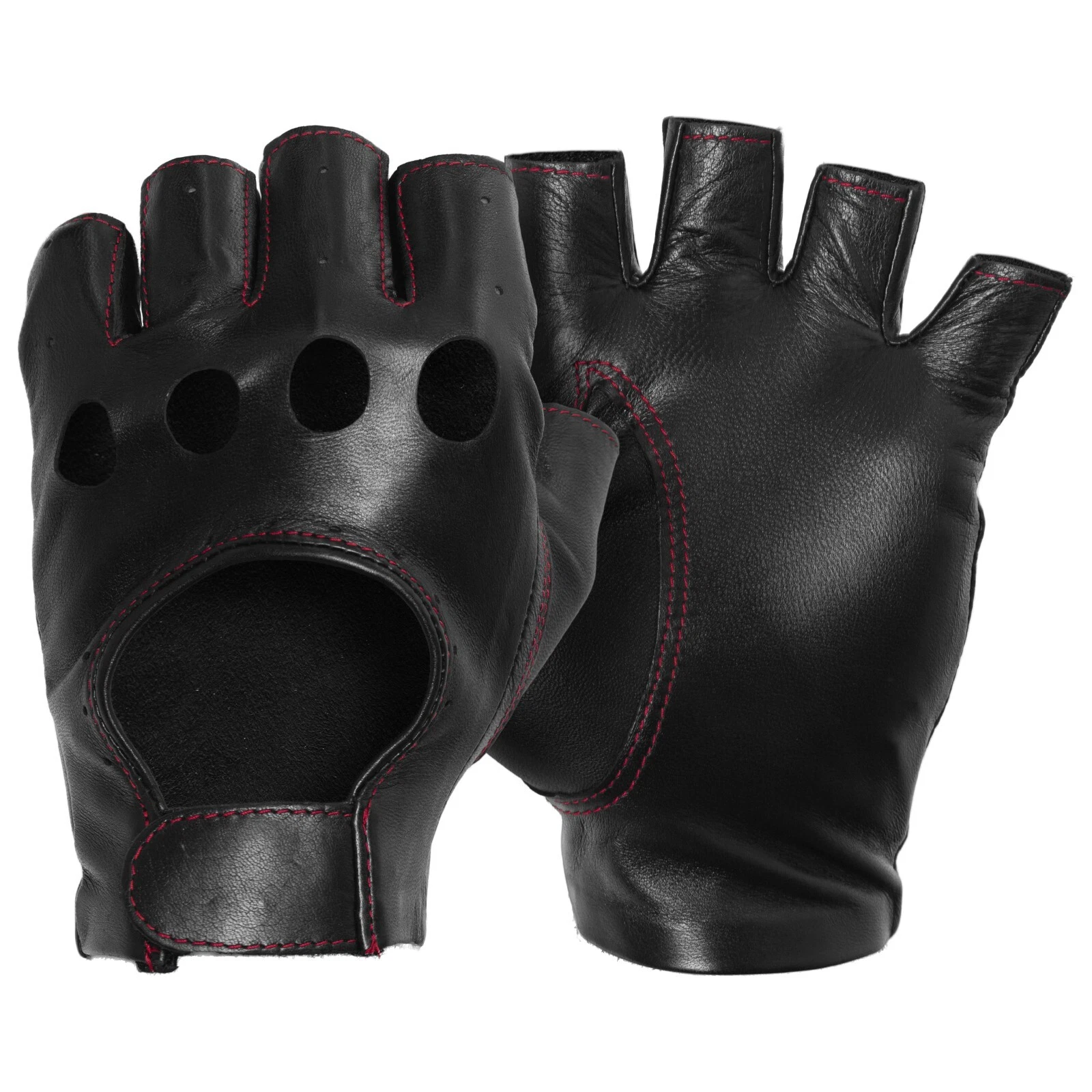 Chariot Half-Finger Sheepskin Leather Driving Gloves by Pratt and Hart