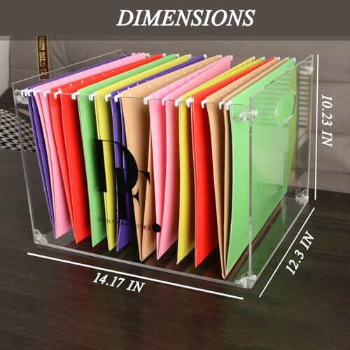 DF Acrylic File Holder with Handles - Acrylic File Organizer - Clear File Box - Picture 3 of 7