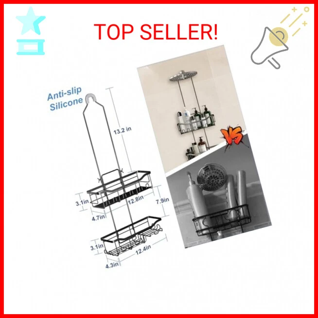 Shower Caddy, Upgraded Extended Length Shower Caddy Over Showerhead No Blocking