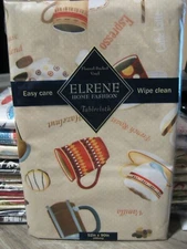 Elrene 52" x 90" Vinyl Tablecloth With Flannel Backing / Espresso & Cappuccino