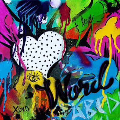 Say The Word by Timmery Pop Art 12x12 Art Print Rainbow Graffiti