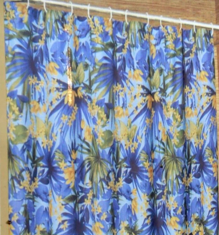 CORTINA DE DUCHA Tela Textura Estampado Azul Tropical Caribbean Joe 70"x72" Foto 3 de 3