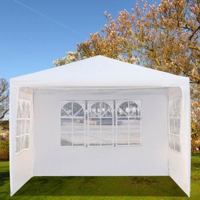 New 10'x 10' Party Tent Outdoor White Gazebo Wedding Canopy Upgraded 3 Sidewalls