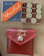 Metal Fifteen 15 Slide Puzzle in Travel Pocket Case with Instructions & Puzzles