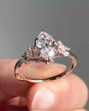 14K Rose Gold Over 2Ct Marquise Cut Lab Created Diamond Engagement Wedding Ring