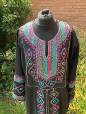 Black Kaftan MultiColour Embroidery Pool Side Beach Cover Up Lounge Wear Boho 