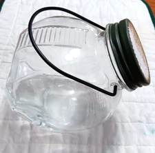 Vintage Owens Corning Glass Jar Art Deco 1930s Wire Handle Original Lid