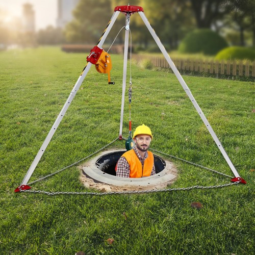 661lbs Confined Space Tripod Kit Aluminium Alloy Rescue Tripod w/ Fall Arrester - Picture 3 of 18