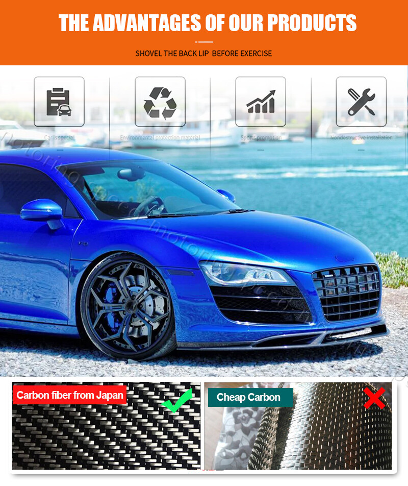 Real Carbon Fiber Front Bumper Lip Chin Spoiler for Audi R8 GT V8 V10 2008-2015