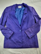 Miss Pendleton Blazer Jacket Womens Size 10 Royal Blue Purple One Button Wool