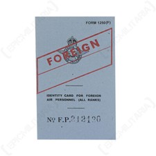 WW2 Foreign RAF ID Card Reenactment Military Identity Air Force