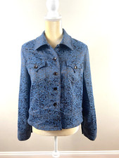 Renfrew Collection Blue Floral Embossed Jacket, Size 12