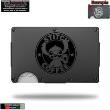 Metal Wallet Minimalist Laser Engraved with Stitch Coffee