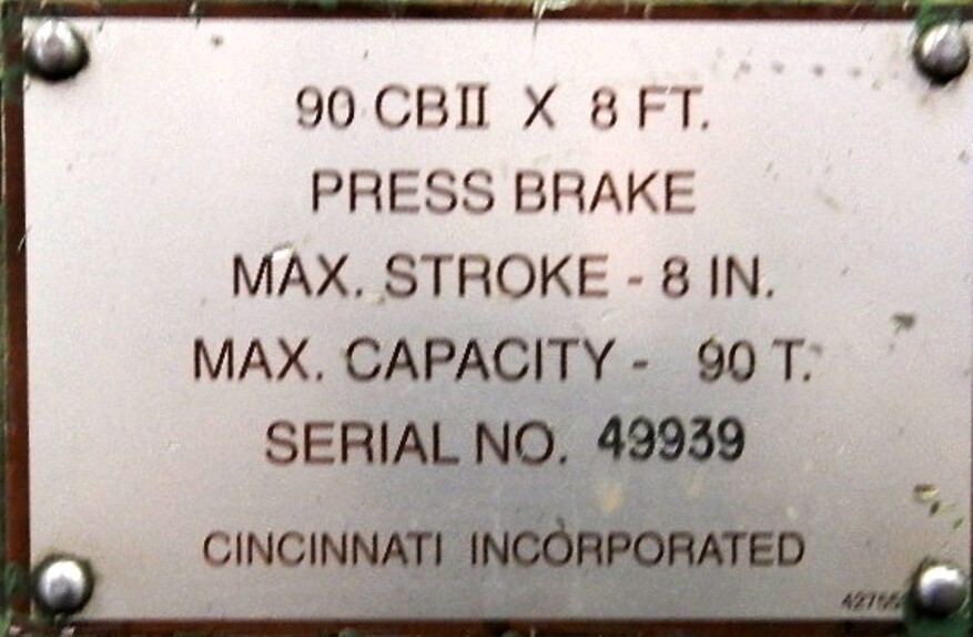90 TON CINCINNATI MODEL 90CBII HYDRAULIC PRESS BRAKE eBay