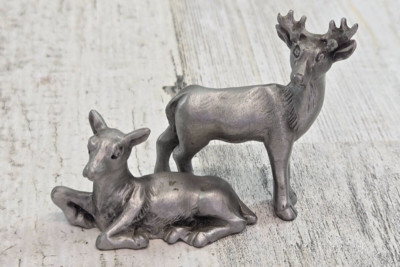 Hudson Pewter Noah's Ark Deer Pair #3277 #3278