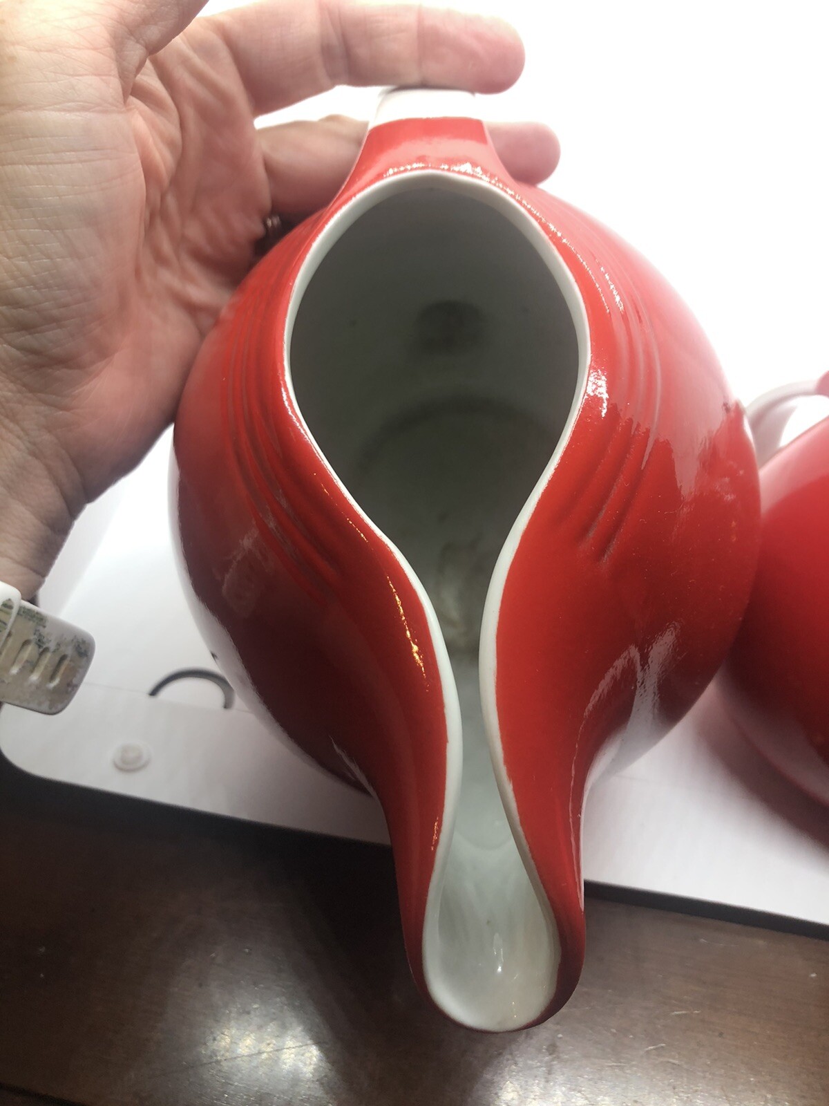 Hall’s Superior Quality Kitchenware Red white MCM Pitcher Teapot