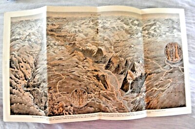 VINTAGE LOVELY PANORAMIC MAP OF YOSEMITE MAPS ILLUSTRATIONS HETCH HETCHY 1926