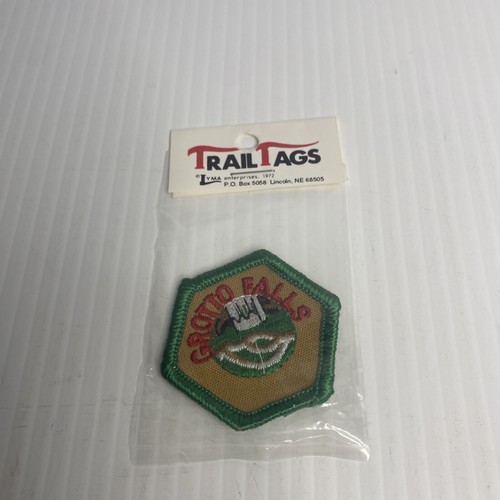 Trail Tags 1.5” Embroidered Hexagon Patch Great Smoky Mountains Grotto Falls