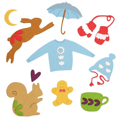New, Retired Sizzix Thinlits Winter Elements 10pc #663412 Retail $12.99 L Jones