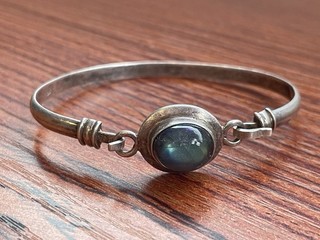 Handcrafted Bangle 925 Sterling Silver And Labradorite Gemstone