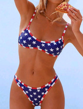 Stars n Stripes 4th of July American Flag Two Piece Bikini Swimsuit Swim Set