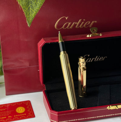 Cartier Santos de Cartier Rollerball Pen – Full Gold Design