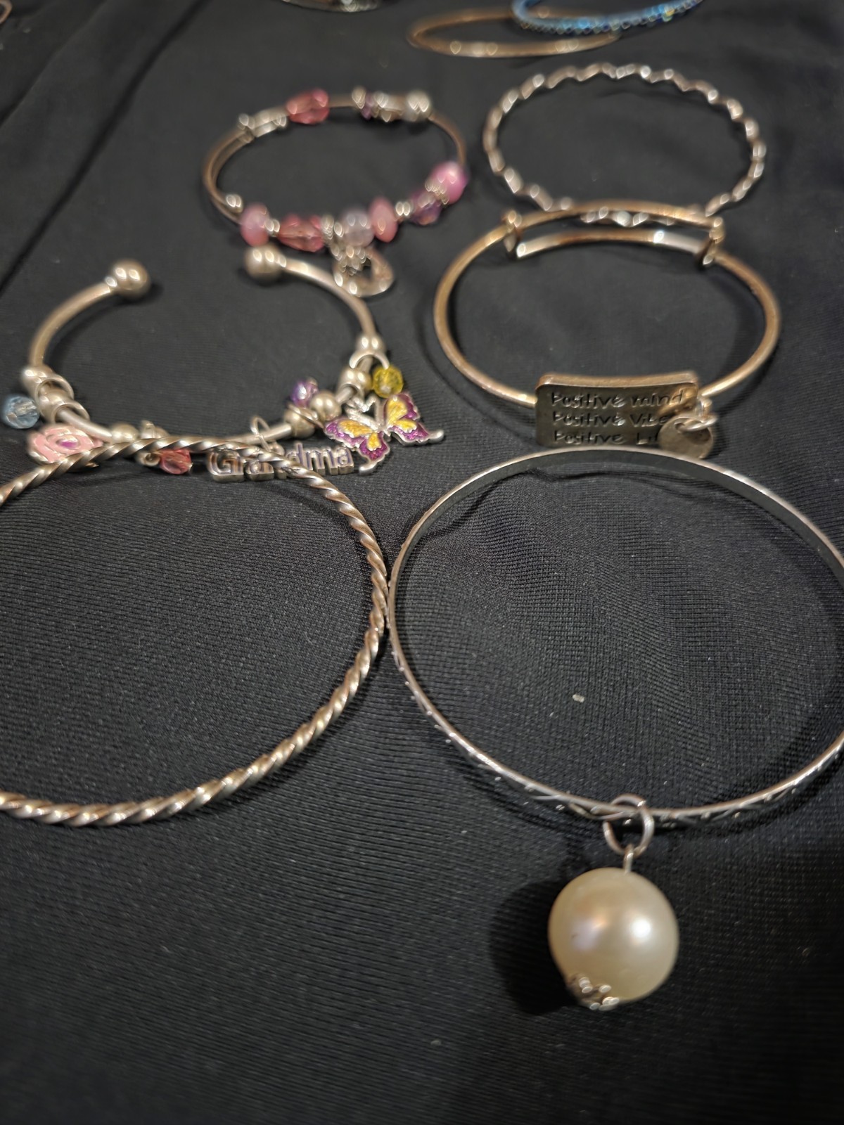 Adjustable Charm Beaded Bangle Bracelets Silver P… - image 6