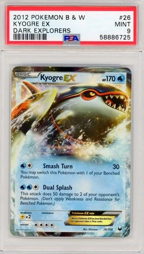 Kyogre EX 26/108 Black & White Dark Explorers Holo Rare Pokemon PSA 9