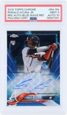 Ronald Acuna Jr. Braves Signed 2018 Topps Chrome #47/150 PSA 9/10 Rookie Card. rookie card picture