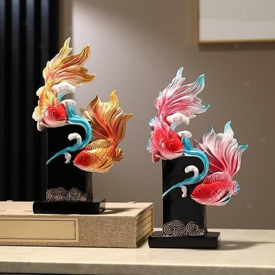 Koi-Fisch-Skulptur, Tafelaufsatz, Tierstatue aus Kunstharz,