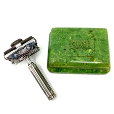 Vintage 1912 GEM Single Edge Safety Razor Set with Original RARE Green Case USA