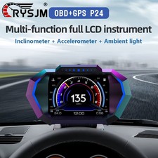 RYSJM P24 OBD + GPS HUD Car Head Up Display Speedometer Water Temp Fuel Level Oi
