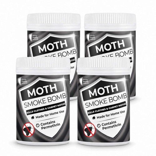 Moth Smoke Bombs (Pack of 4) 13.25% Permethrin - Maximum Strength Carpet Moth