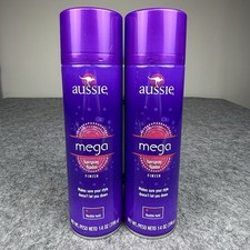 Aussie NEW Mega Hairspray Finish Flexible Hold 14oz NOS DISCONTINUED Lot of 2