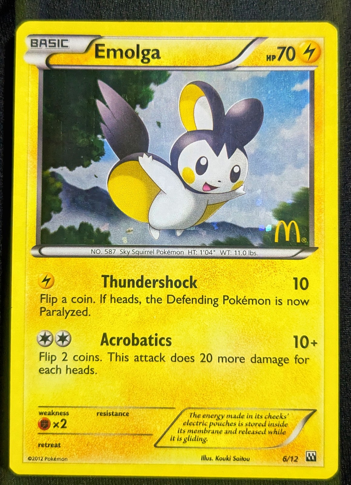 Pokemon Tcg Emolga 6 12 Holo McDonald's Promo 2012 Mp Black & White