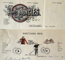 125 Philadelphia Billhead Auto Bicycle Motorcycle Lot Letterhead Ephemera