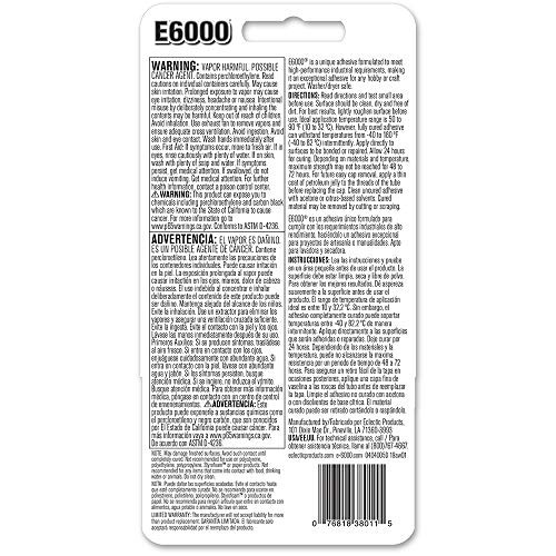 E6000 Industrial Sticky Adhesive Black 2 Oz Flexible Fabric Metal Wood Glass New