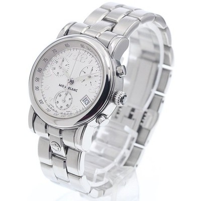 Montblanc Meisterstück 7039 SSxSS Quarz Datum Chronograph Rund Silber Damen