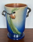 Roseville Pottery 1930's 7" Blue Pinecone Handled Vase Shape 704-7