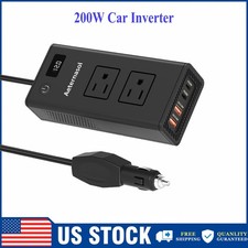 200W Car Power Inverter with USB,DC 12V to AC 110V Converter Adapter Charger LCD