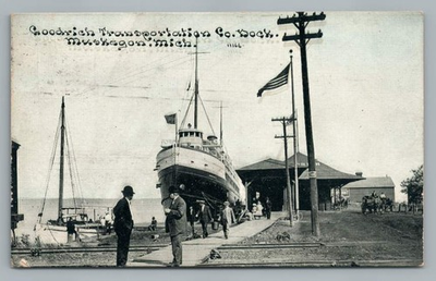 #ad #ad Goodrich Transportation Co Dock MUSKEGON Michigan CU Williams Steamer Boat 1910 $29.99